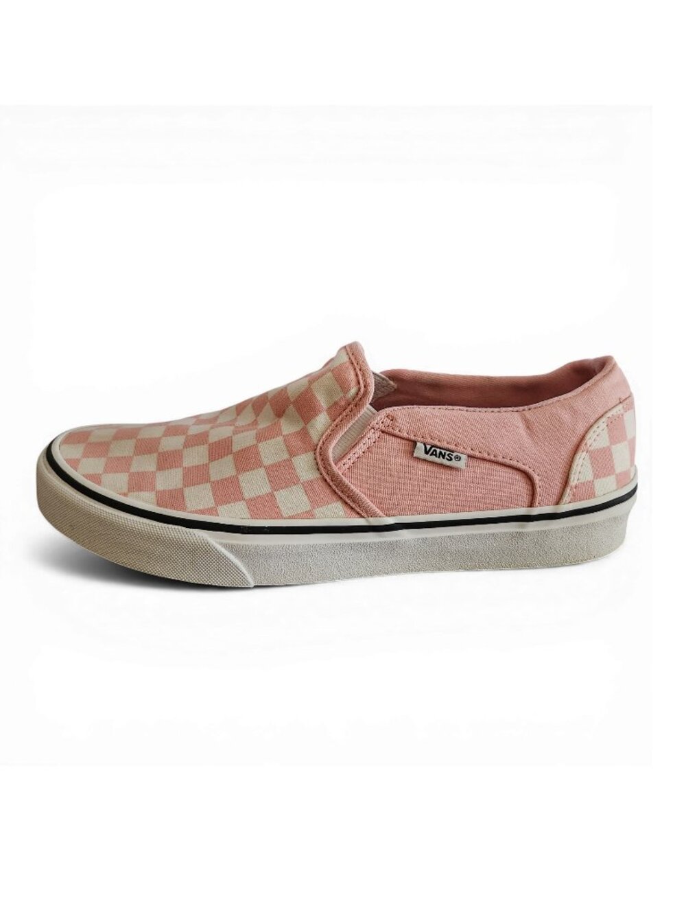 Vans Asher Checkerboard Slip-On Sneakers Pink/White Sz 9W VN0845JM9DL